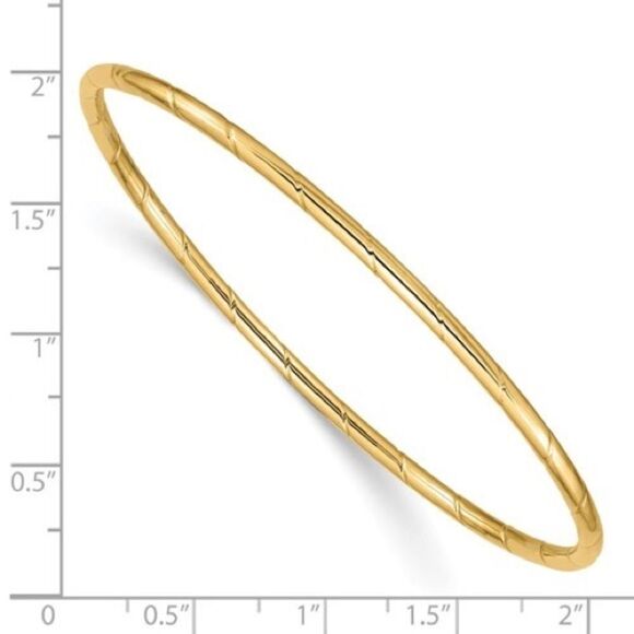 14k 2.5mm Grooved Slip-on Bangle - Picture 3 of 3